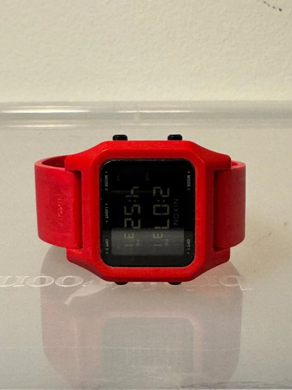 Nixon The Staple Red Digital Watch 100M Dual Time Alarm Chronograph